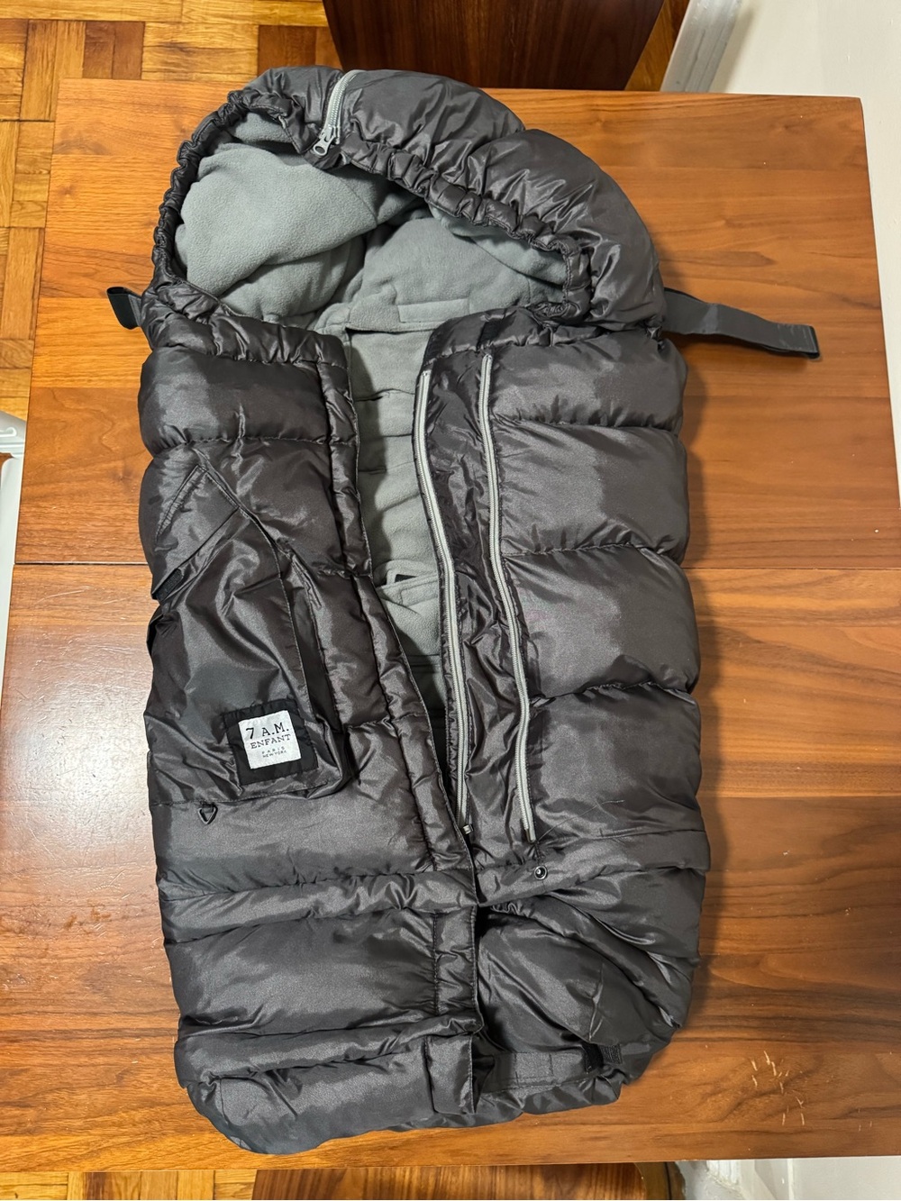 7 A.M. Enfant Black Insulated Puffer Footmuff for Kids